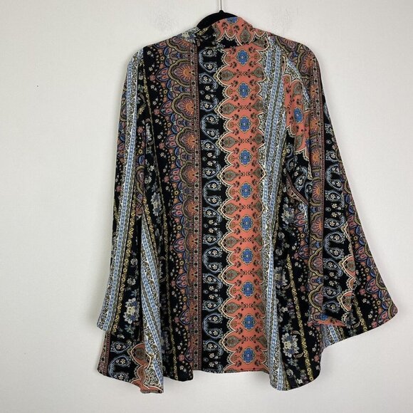 Eyes Of Simone Multi Color Print Striped Open Cardigan Boho Size XS/ Small - Picture 4 of 6
